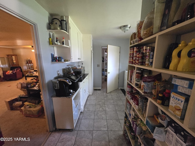 3204 W Viola Ave, Yakima, WA 98902 - kitchen with open shelves, white cabinets, and tile patterned floors