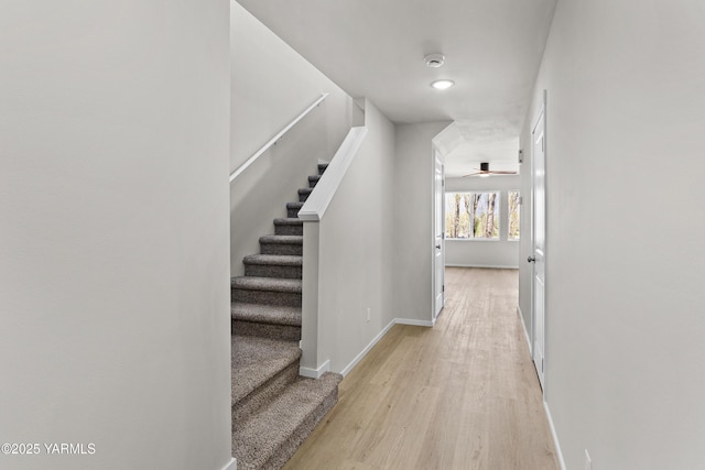 518 Chinook Winds Ln Lot 10, Tieton, WA 98947 - hall with stairway, baseboards, recessed lighting, and light wood-style flooring