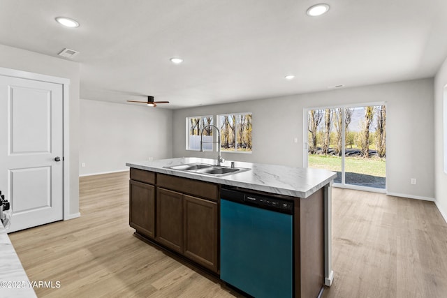 518 Chinook Winds Ln Lot 10, Tieton, WA 98947 - kitchen featuring a sink, light wood-style floors, dishwasher, visible vents, and recessed lighting
