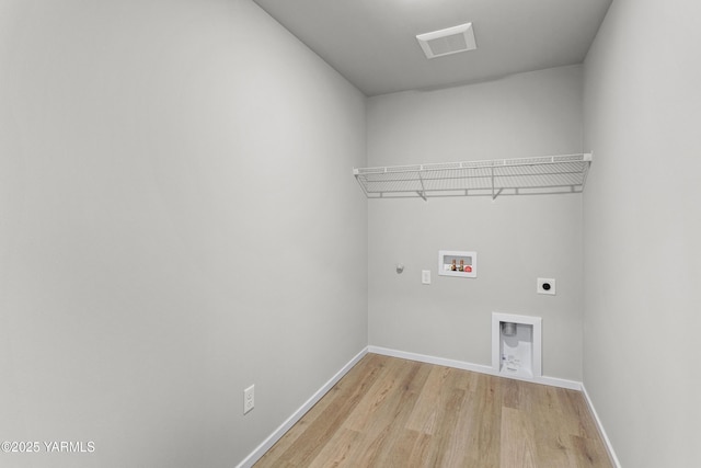 518 Chinook Winds Ln Lot 10, Tieton, WA 98947 - laundry room with electric dryer hookup, light wood-style floors, laundry area, visible vents, and washer hookup