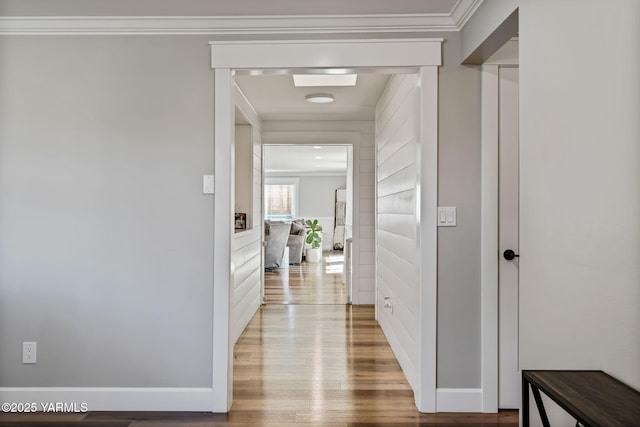 211 N 65th Pl, Yakima, WA 98908 - hallway with wood finished floors, ornamental molding, and baseboards