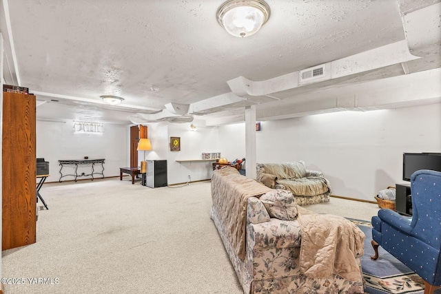 2102 Tieton Dr, Yakima, WA 98902 - carpeted living area featuring baseboards and a textured ceiling