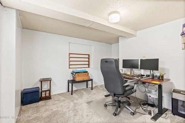 2102 Tieton Dr, Yakima, WA 98902 - carpeted home office featuring a textured ceiling