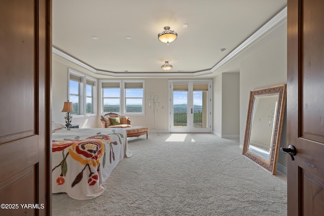 1893 Young Grade Rd, Yakima, WA 98908 - carpeted bedroom featuring access to exterior, crown molding, and baseboards