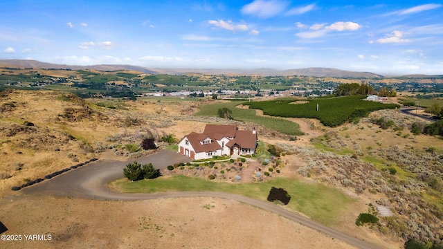 1893 Young Grade Rd, Yakima, WA 98908 - aerial overview of property's location with a mountain backdrop and rural landscape