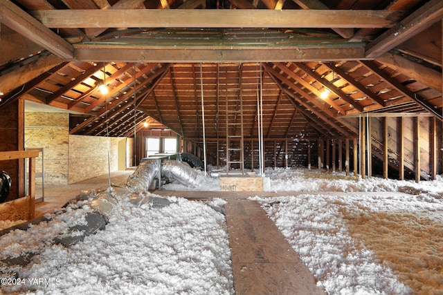 view of unfinished attic