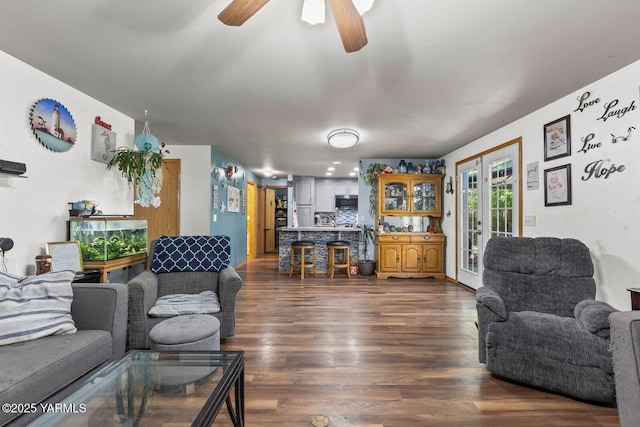 7501 Glacier Way, Yakima, WA 98908 - living area with dark wood finished floors and a ceiling fan
