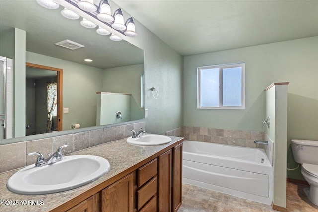 3501 S 40th Ave, Yakima, WA 98903 - bathroom with toilet, a bath, double vanity, and a shower