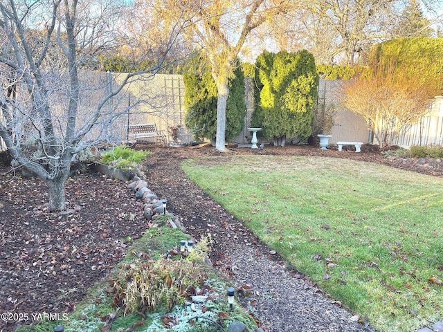 view of yard featuring fence