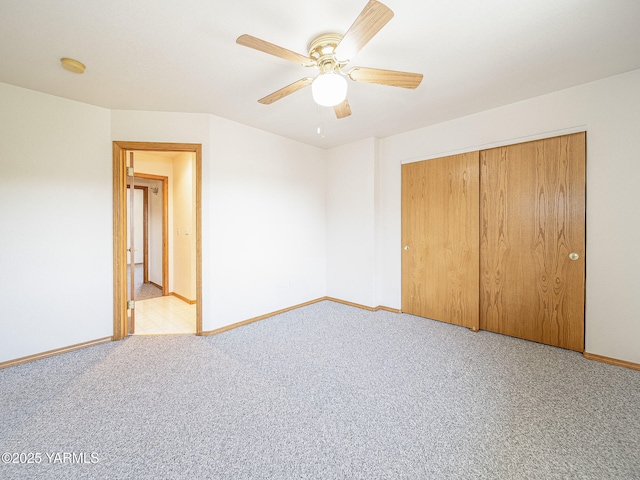 9203 W Yakima Ct, Yakima, WA 98908 - unfurnished bedroom with carpet, baseboards, a closet, and ceiling fan