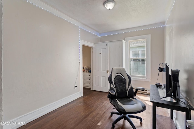 204 S 8th St, Yakima, WA 98901 - office featuring wood finished floors, crown molding, and a textured ceiling