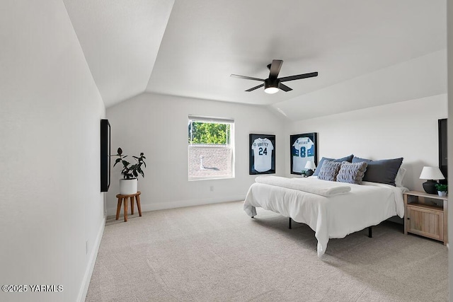 703 S 87th Ave, Yakima, WA 98908 - bedroom featuring vaulted ceiling, light carpet, baseboards, and a ceiling fan