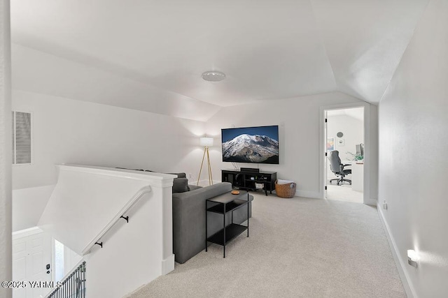 703 S 87th Ave, Yakima, WA 98908 - home theater room with vaulted ceiling, light colored carpet, and baseboards