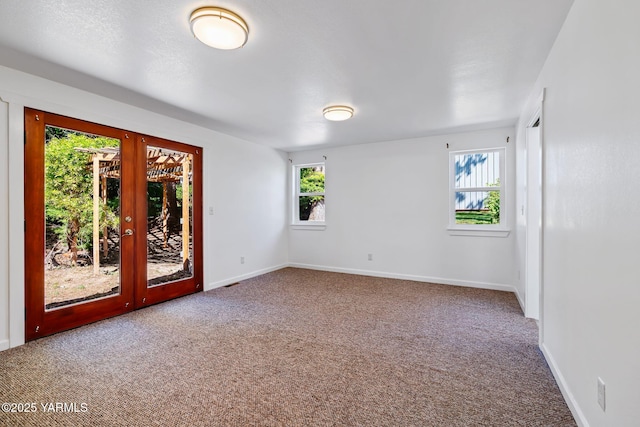 451 Pleasant Valley Pl, Yakima, WA 98908 - carpeted spare room featuring baseboards, plenty of natural light, and french doors