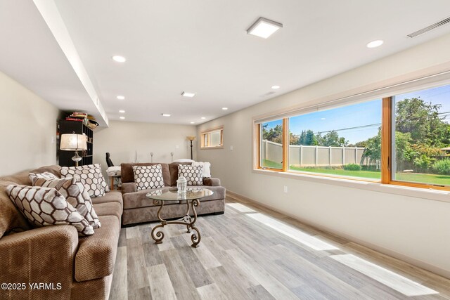 5306 Douglas Dr, Yakima, WA 98908 - living area featuring light wood finished floors, recessed lighting, and baseboards