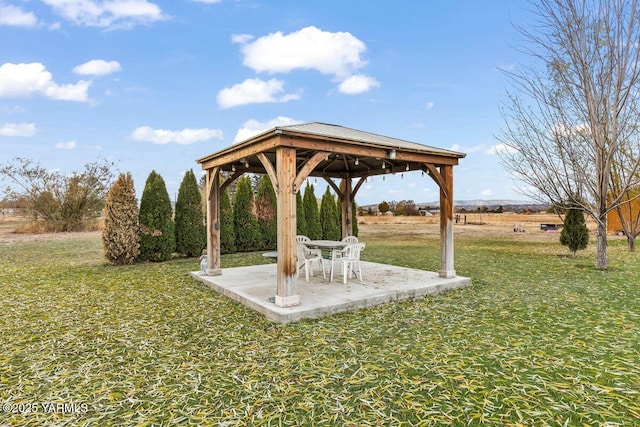 view of yard with a patio and a gazebo