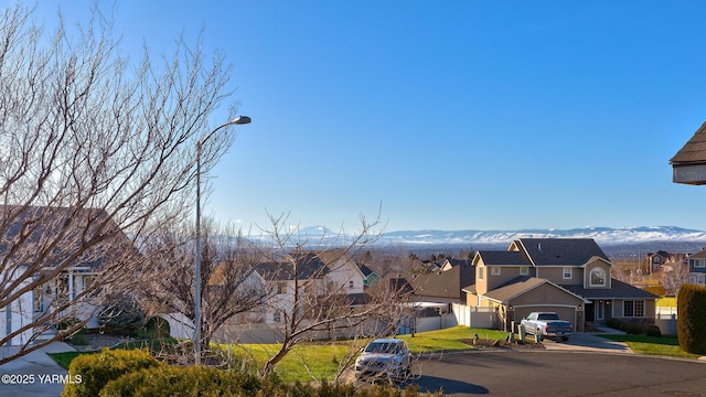 view of mountain feature featuring a residential view