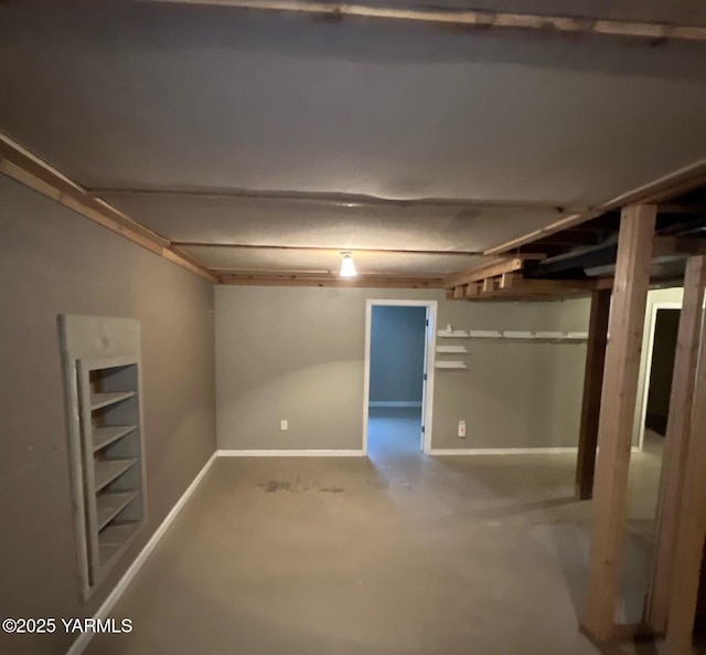 finished below grade area featuring baseboards