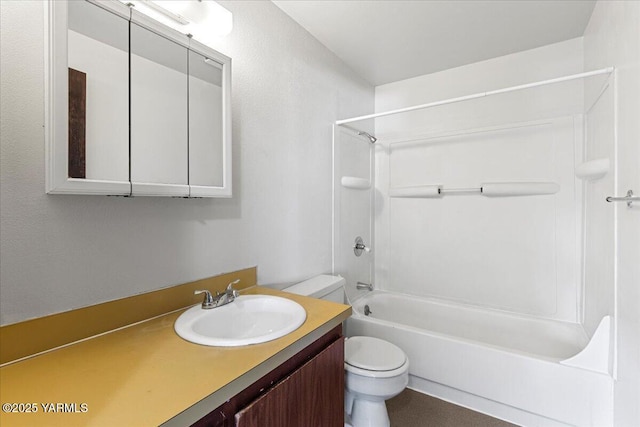 full bathroom featuring vanity, toilet, and tub / shower combination