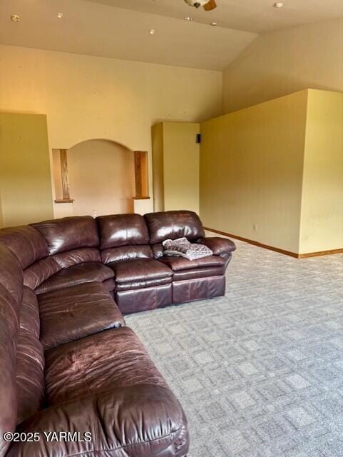 11705 Wide Hollow Rd, Yakima, WA 98908 - carpeted living room with vaulted ceiling