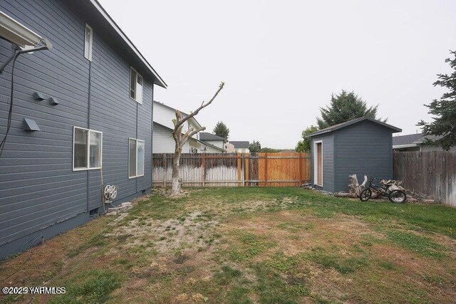 6504 Terry Ave, Yakima, WA 98908 - view of yard featuring a fenced backyard, a storage unit, and an outdoor structure