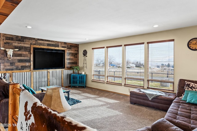 7773 N Wenas Rd, Selah, WA 98942 - living area featuring carpet, baseboards, and recessed lighting