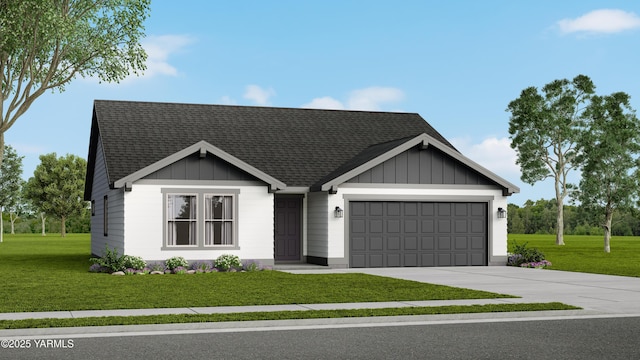 4801 W Woolsey Dr, Yakima, WA 98903 - view of front of home with board and batten siding, a garage, and a front lawn