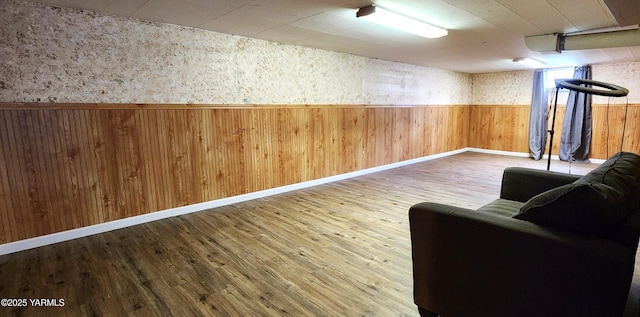4511 Englewood Ave, Yakima, WA 98908 - sitting room with wainscoting, wood finished floors, wallpapered walls, and wood walls