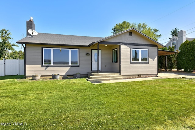 4503 Terrace Heights Dr, Yakima, WA 98901 - view of front of house with a chimney, a carport, and a shingled roof