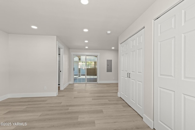 5804 W Walnut St, Yakima, WA 98908 - hallway featuring recessed lighting, electric panel, and light wood finished floors