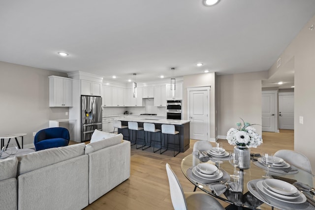 living room featuring light hardwood / wood-style floors