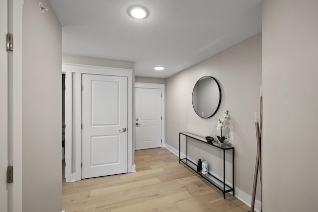 hall featuring light hardwood / wood-style flooring