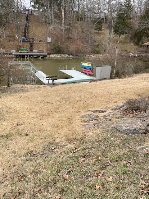 view of dock featuring a water view