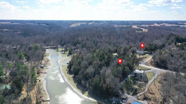 bird's eye view featuring a water view