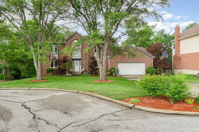 8104 Harms Hill Dr, Florence, KY 41042 - traditional home featuring brick siding, a front yard, and a detached garage