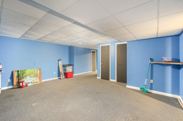 8104 Harms Hill Dr, Florence, KY 41042 - game room featuring carpet flooring, baseboards, and a drop ceiling