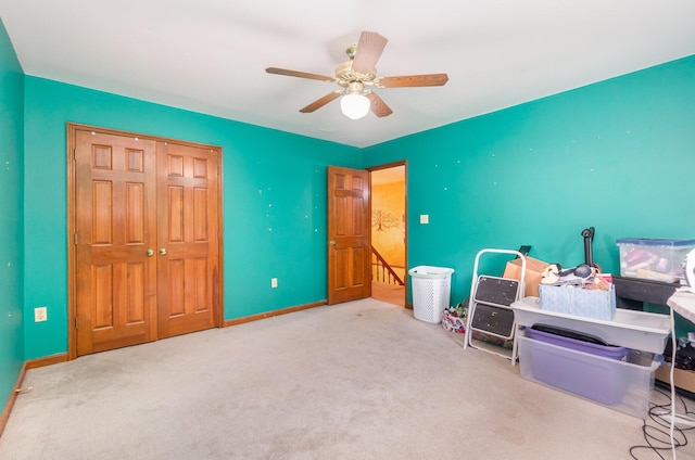 8104 Harms Hill Dr, Florence, KY 41042 - bedroom featuring carpet floors, a closet, a ceiling fan, and baseboards