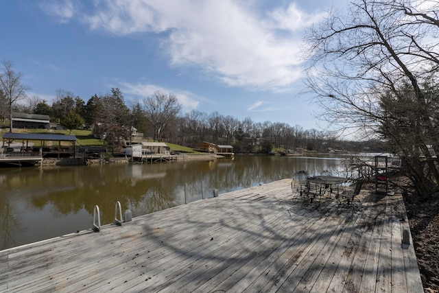 view of dock featuring a water view