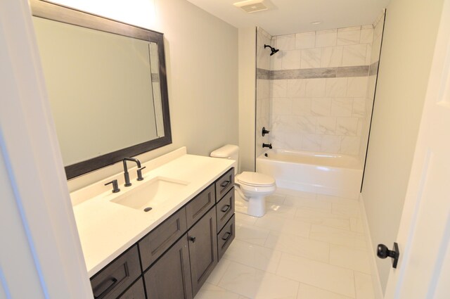 465 Cedar Hill Dr, Williamstown, KY 41097 - full bath with vanity, toilet, marble finish floors, and tub / shower combination