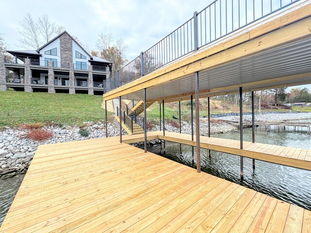 465 Cedar Hill Dr, Williamstown, KY 41097 - dock with a water view, stairs, and a lawn