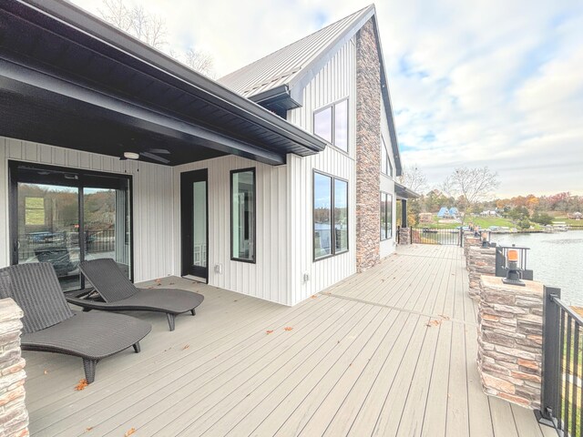 465 Cedar Hill Dr, Williamstown, KY 41097 - deck with a water view and ceiling fan