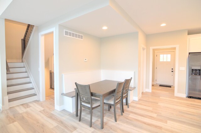 465 Cedar Hill Dr, Williamstown, KY 41097 - dining space with light wood-style flooring, stairway, recessed lighting, and baseboards