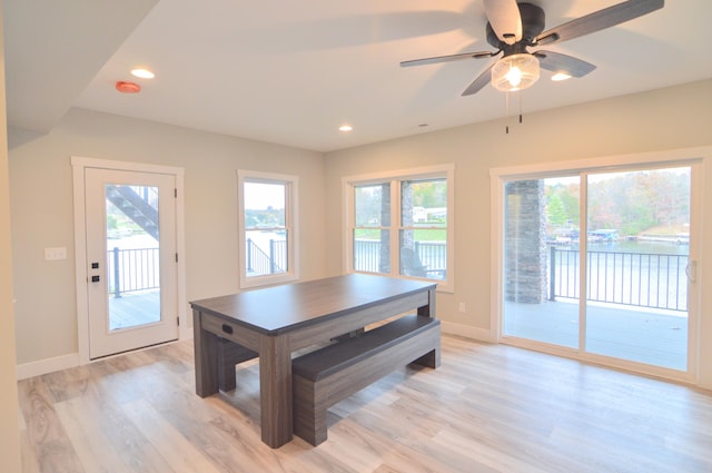 465 Cedar Hill Dr, Williamstown, KY 41097 - dining room featuring light wood finished floors, plenty of natural light, baseboards, and recessed lighting