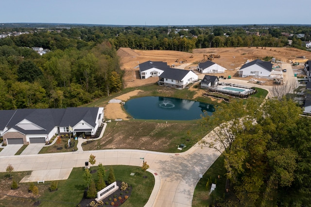 bird's eye view with a view of trees