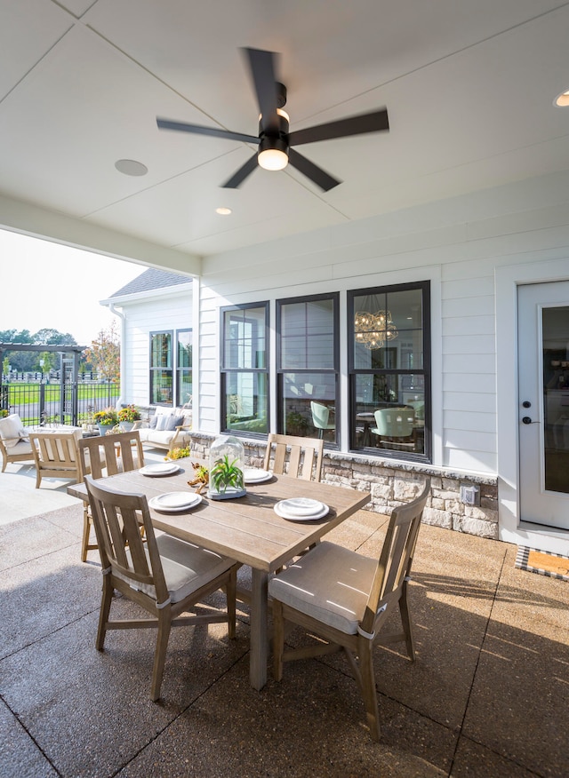 view of patio / terrace with ceiling fan