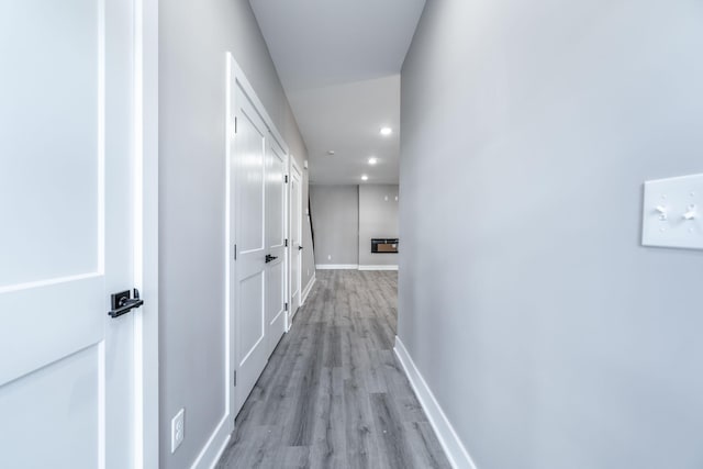 hall featuring light hardwood / wood-style flooring