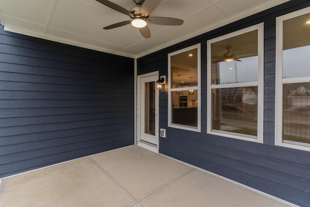 view of patio with ceiling fan