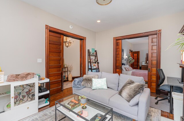 living room featuring wood-type flooring