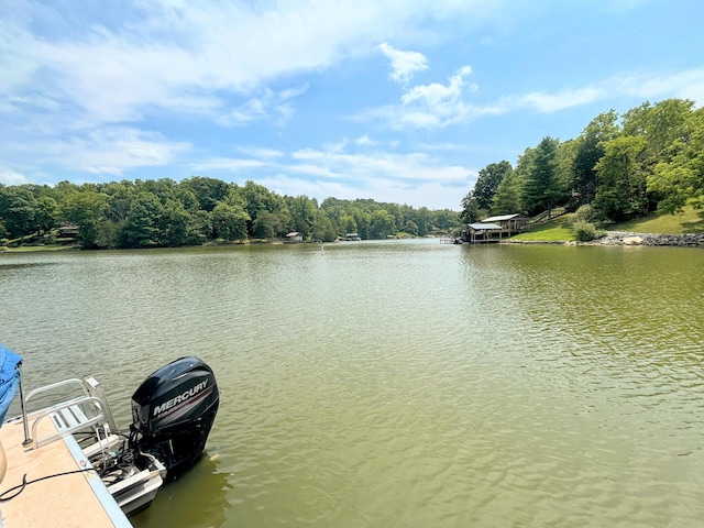 view of dock featuring a water view