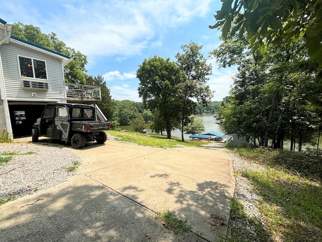 view of yard with a water view